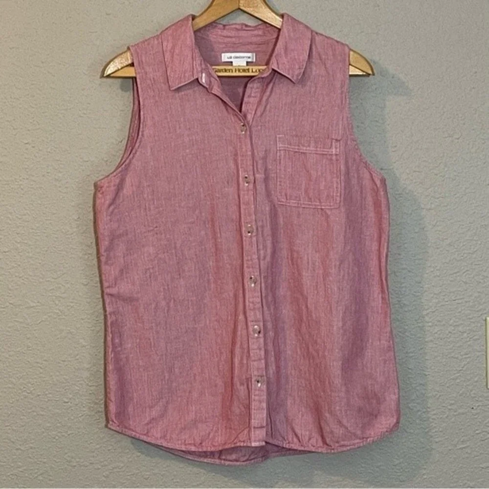 Liz Claiborne sleeveless top, front pocket. Red and White. Women’s Large. - Picture 1 of 5